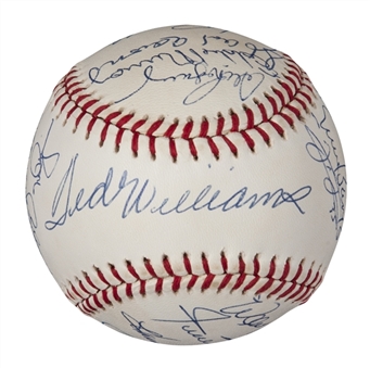 500 HR Club Multi Signed Baseball with 19 Signatures (Including Mantle and Williams) (PSA/DNA)